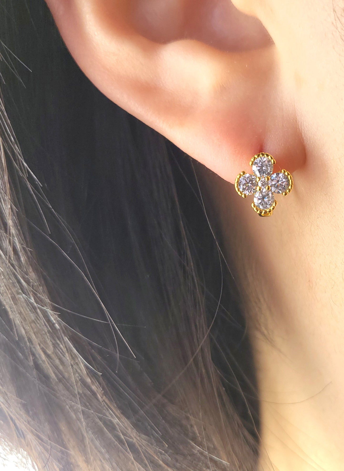 Gold Plated Sterling Silver Twinkle Bloom Huggies