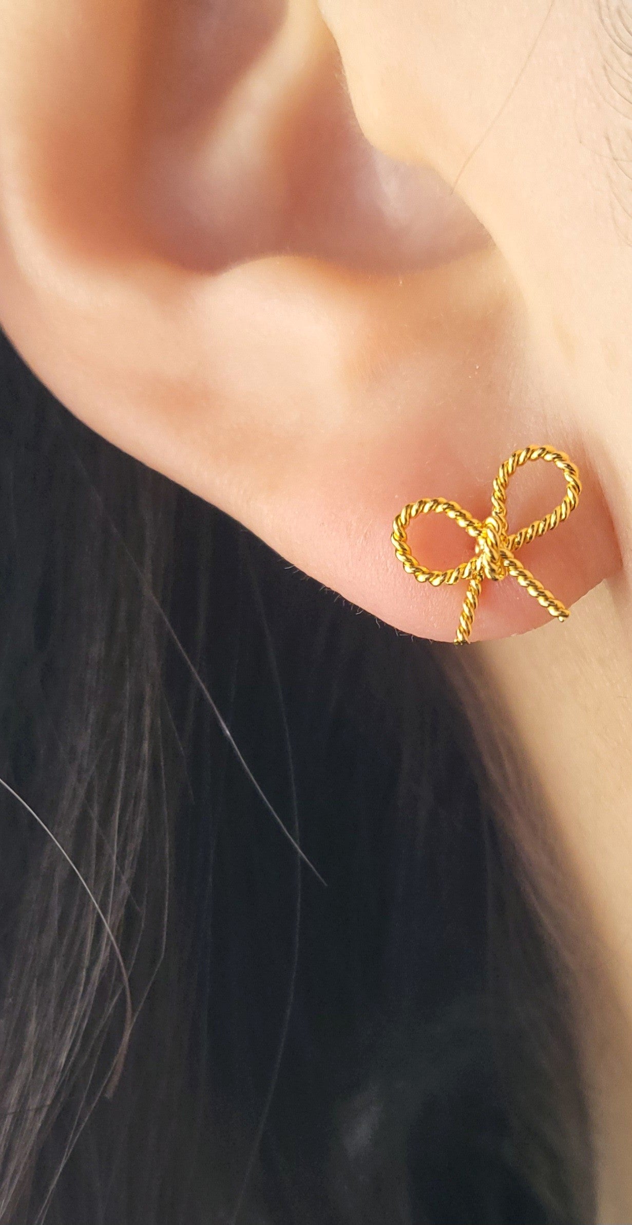 Gold Plated sterling Silver Twist Ribbon Stud Earrings
