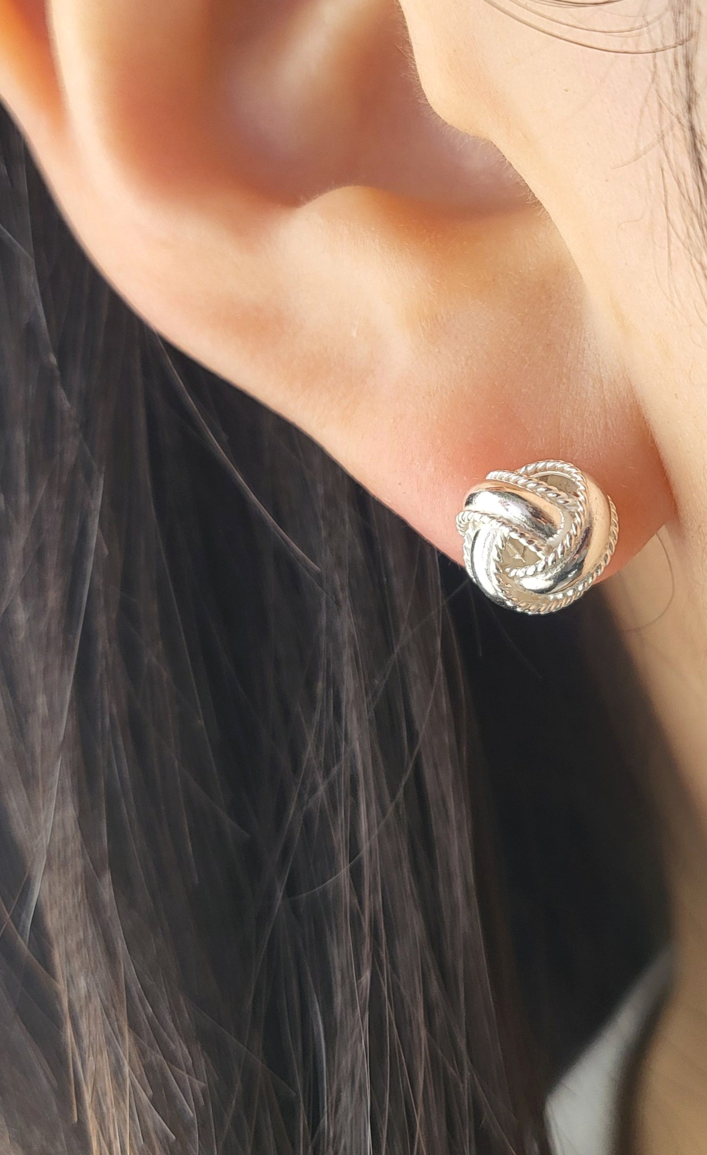 Sterling Silver Classy Knot Stud Earrings