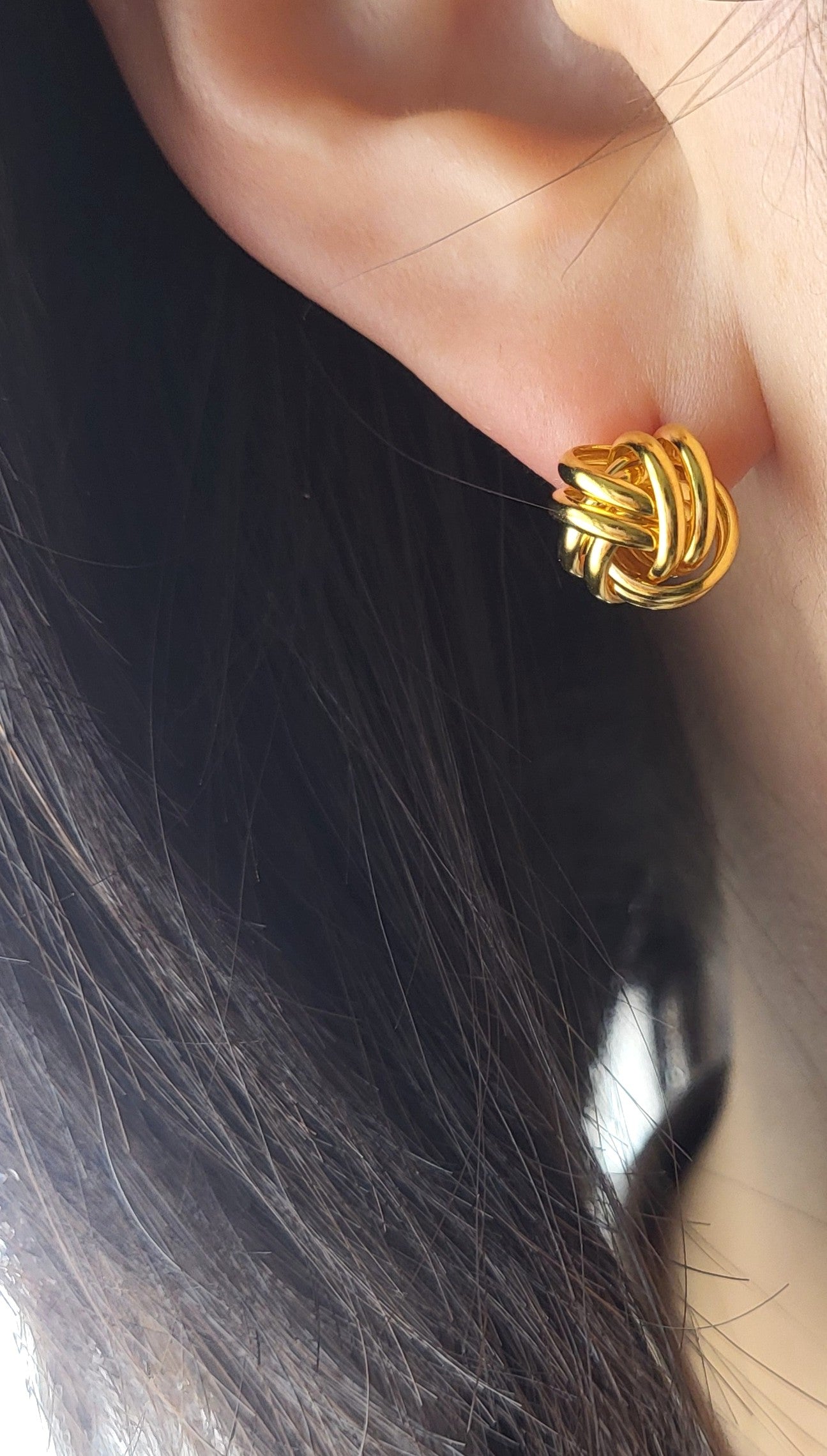 Gold Plated Sterling Silver Infinite Knot Stud Earrings