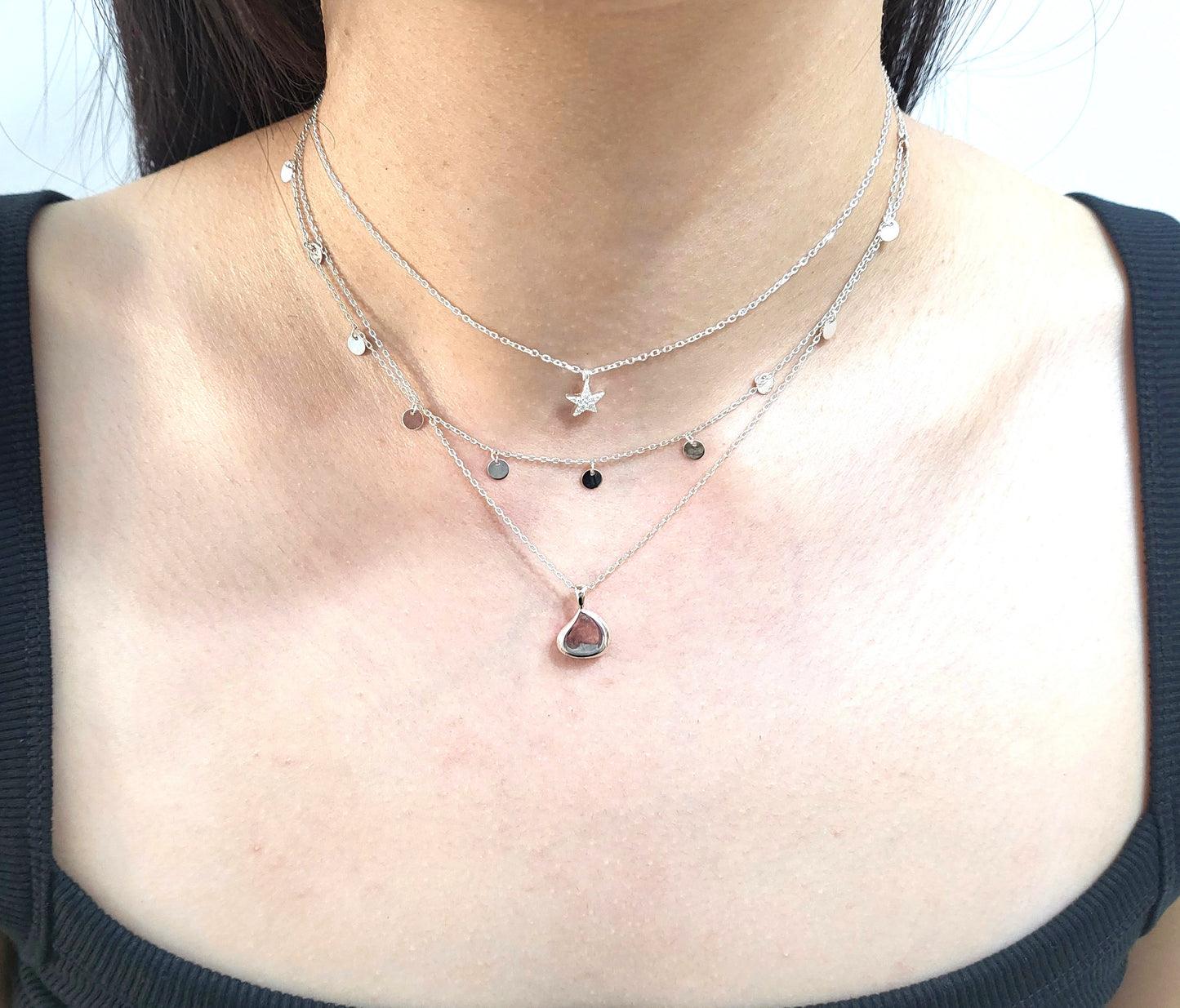 Sterling Silver Dotted Shine Necklace