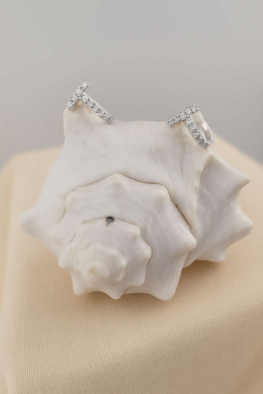 Sterling Silver T-Bar Sparkle Huggies Earrings