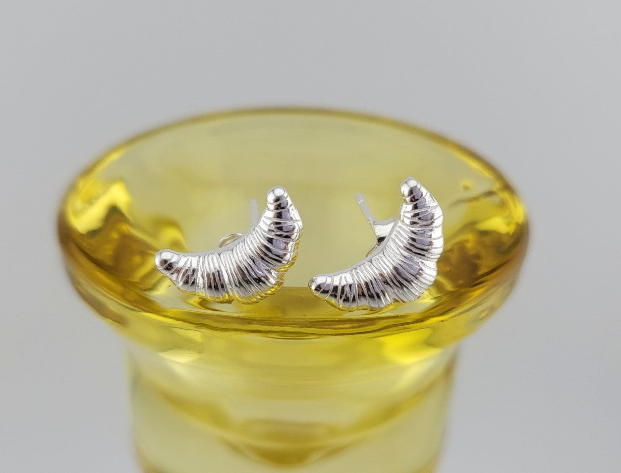 Sterling Silver Croissant Stud Earrings
