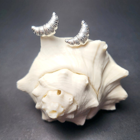 Sterling Silver Croissant Stud Earrings
