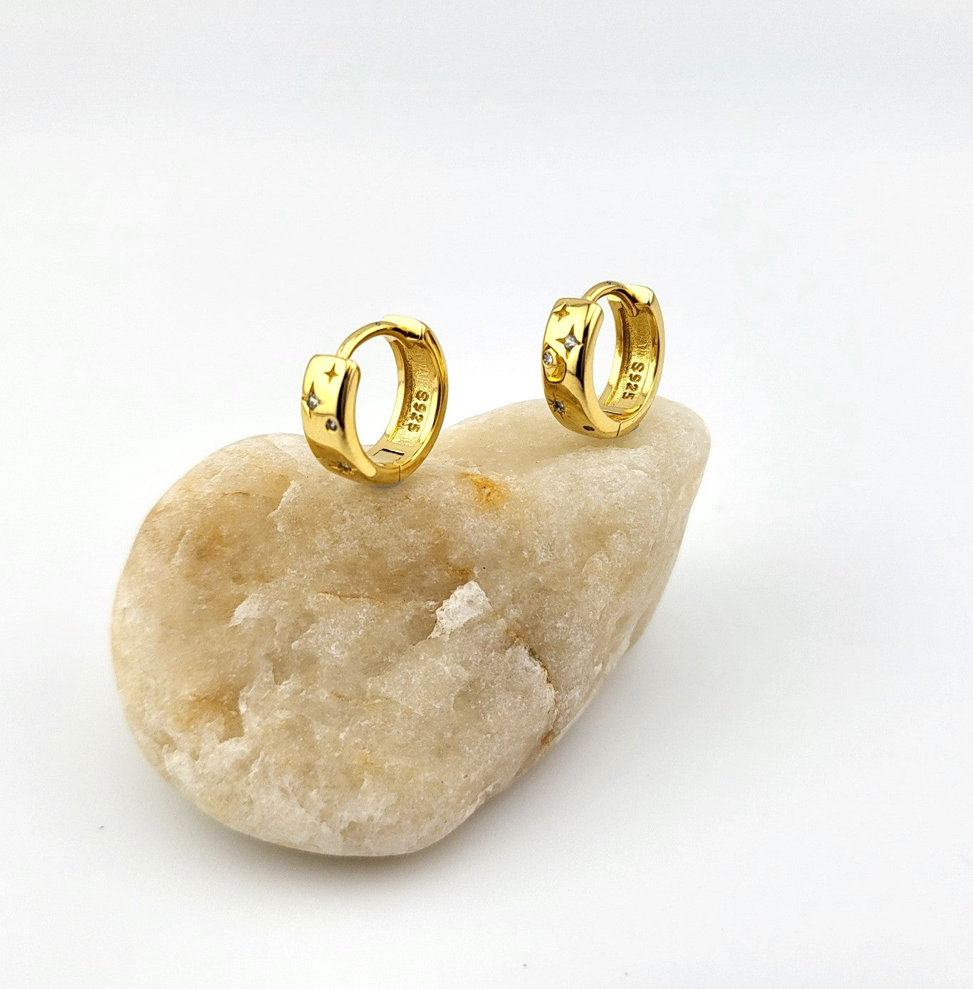 Sterling Silver Gold Plated Celestial Glow Huggies