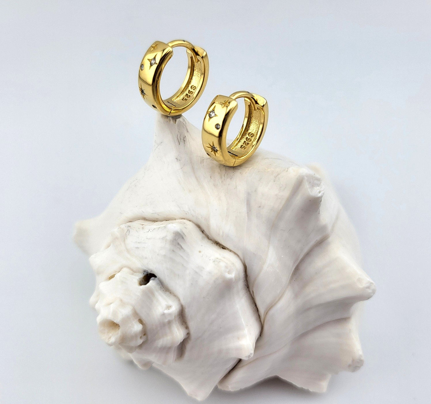 Sterling Silver Gold Plated Celestial Glow Huggies