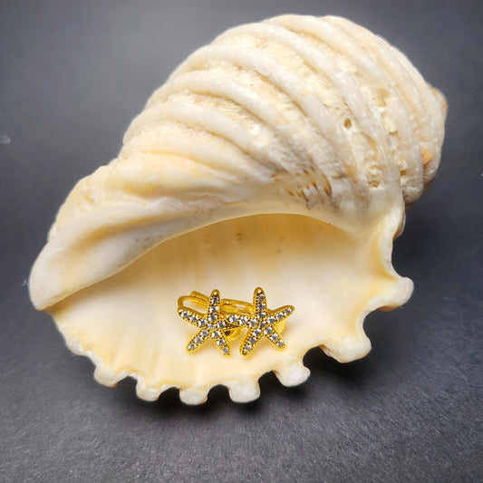 Sterling Silver Gold Plated Sparklling Starfish Huggies