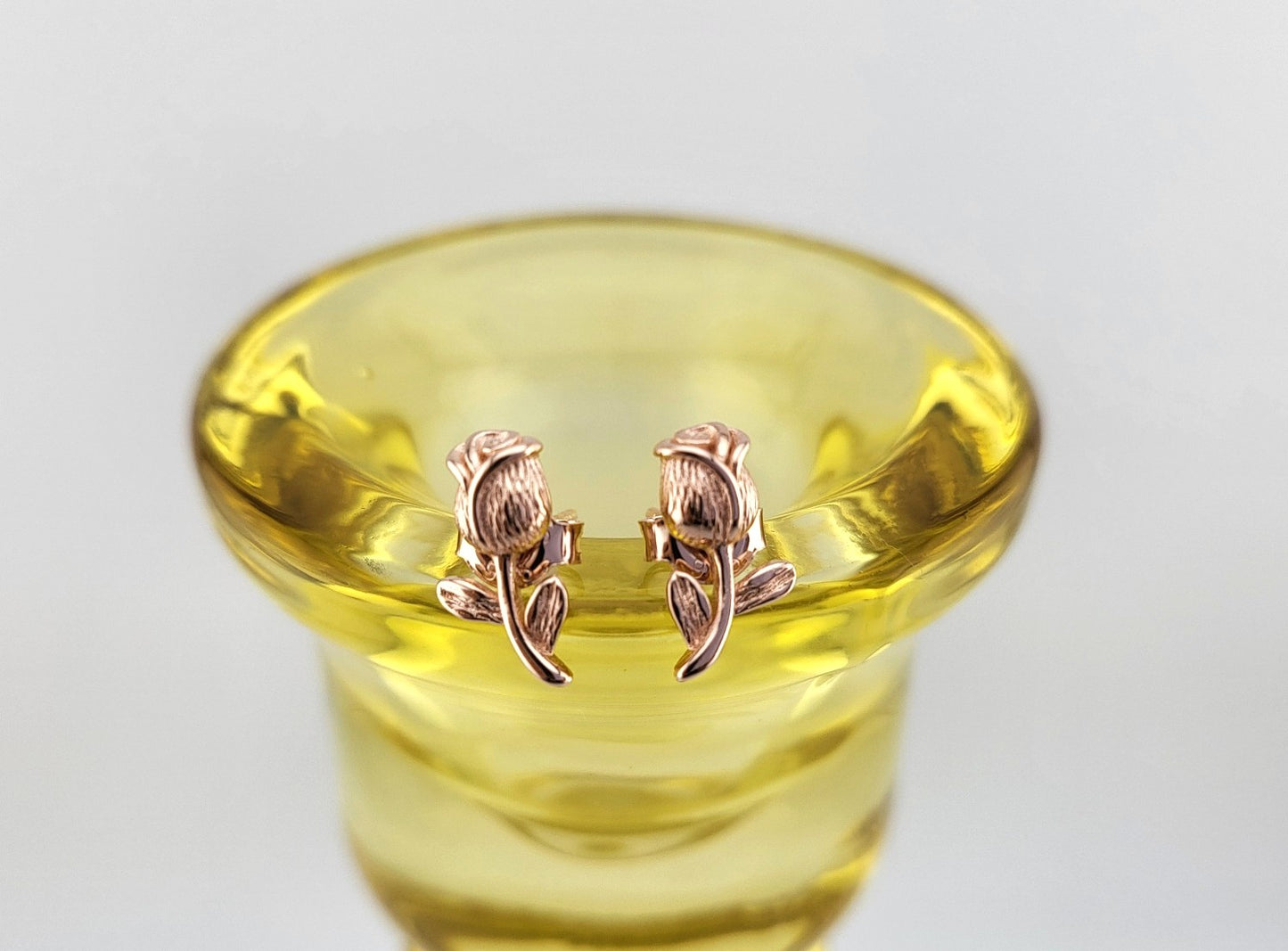 Rose Gold Plated Sterling Silver Rosebud Whisper Stud Earrings