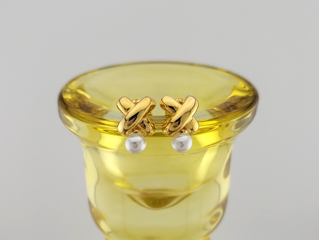 Gold Plated Sterling Silver Kiss Pearl Stud Earrings