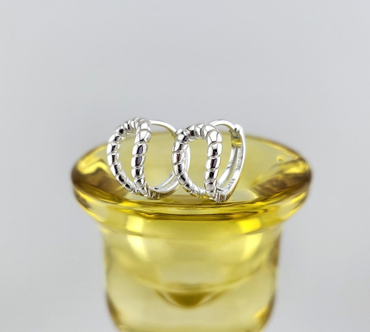 Sterling Silver Twist Rope Huggies Earrings