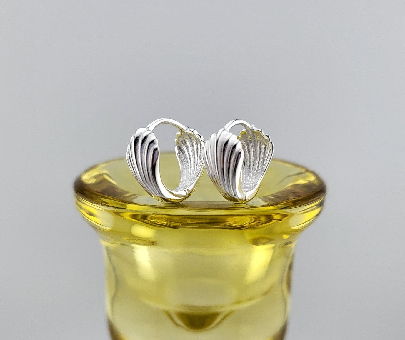 Sterling Silver Shell-Inspired Huggies Earrings