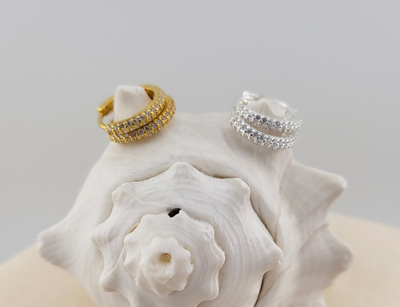 Sterling Silver Pavé Huggies