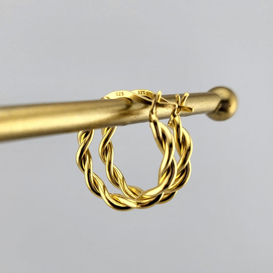 Gold Plated Sterling Silver Twist Huggies