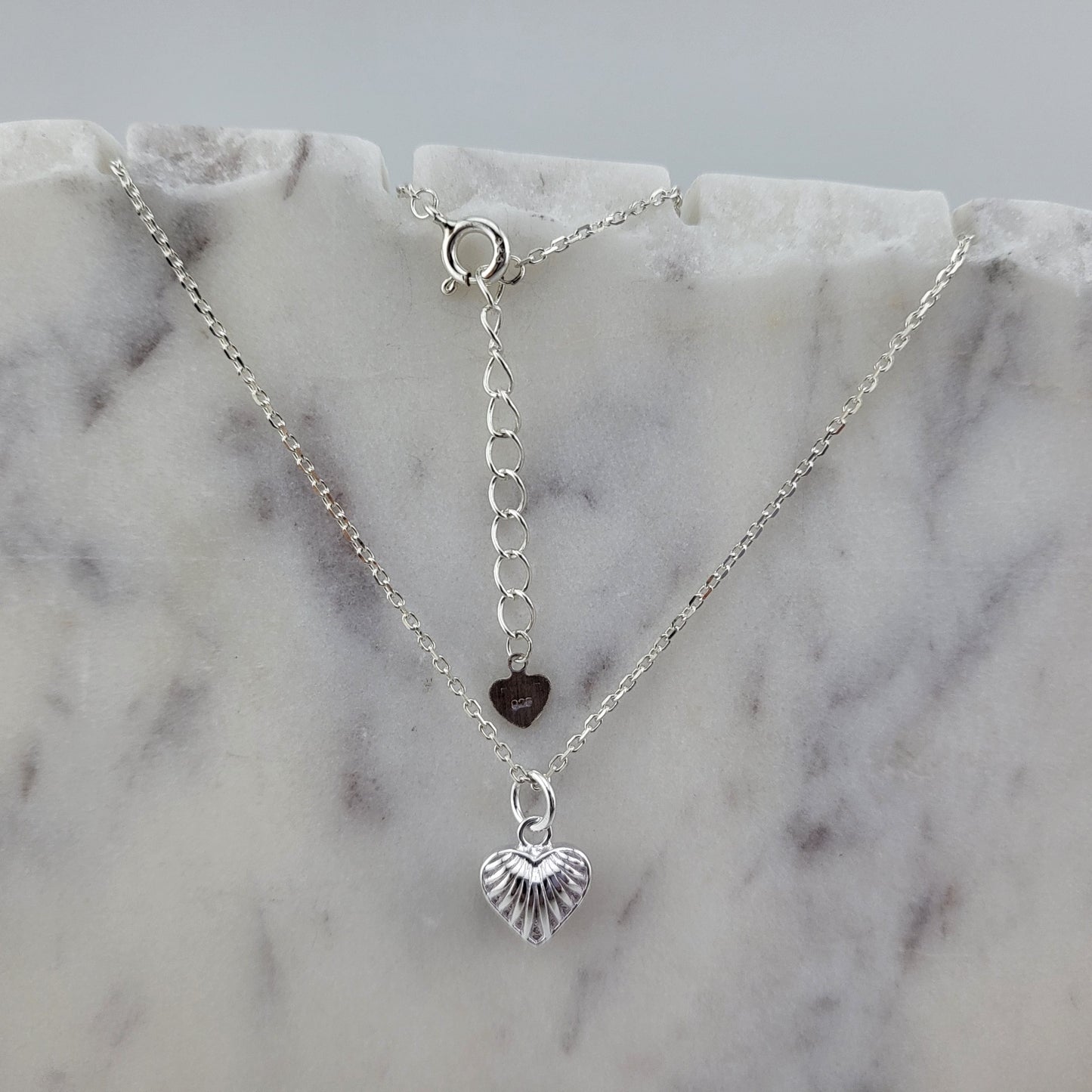 Sterling Silver Mini Shell Heart Necklace