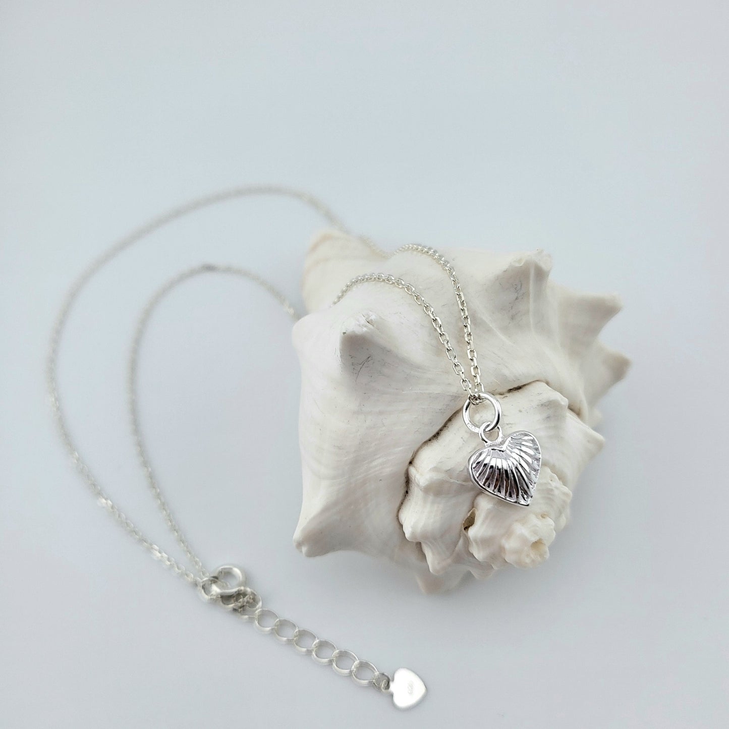 Sterling Silver Mini Shell Heart Necklace