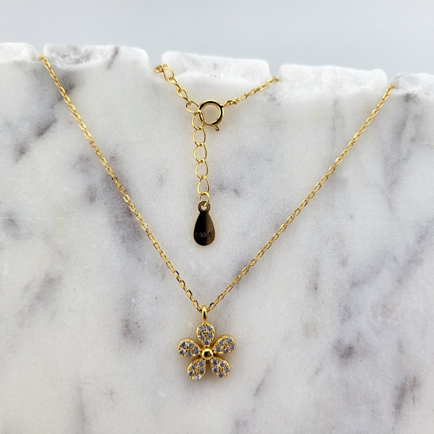 Gold Plated Sterling Silver Daisy Bloom Necklace