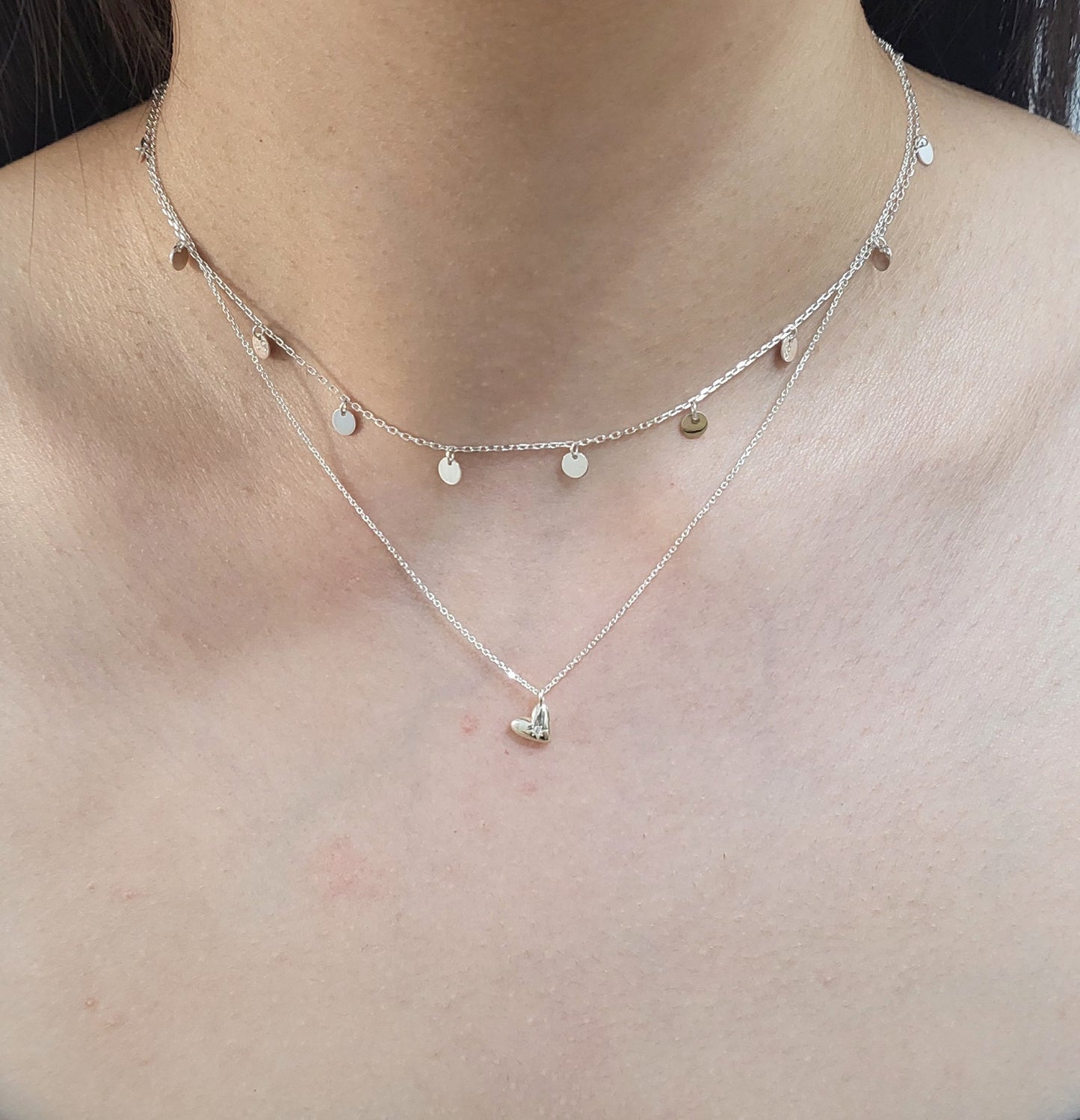 Sterling Silver Dotted Shine Necklace