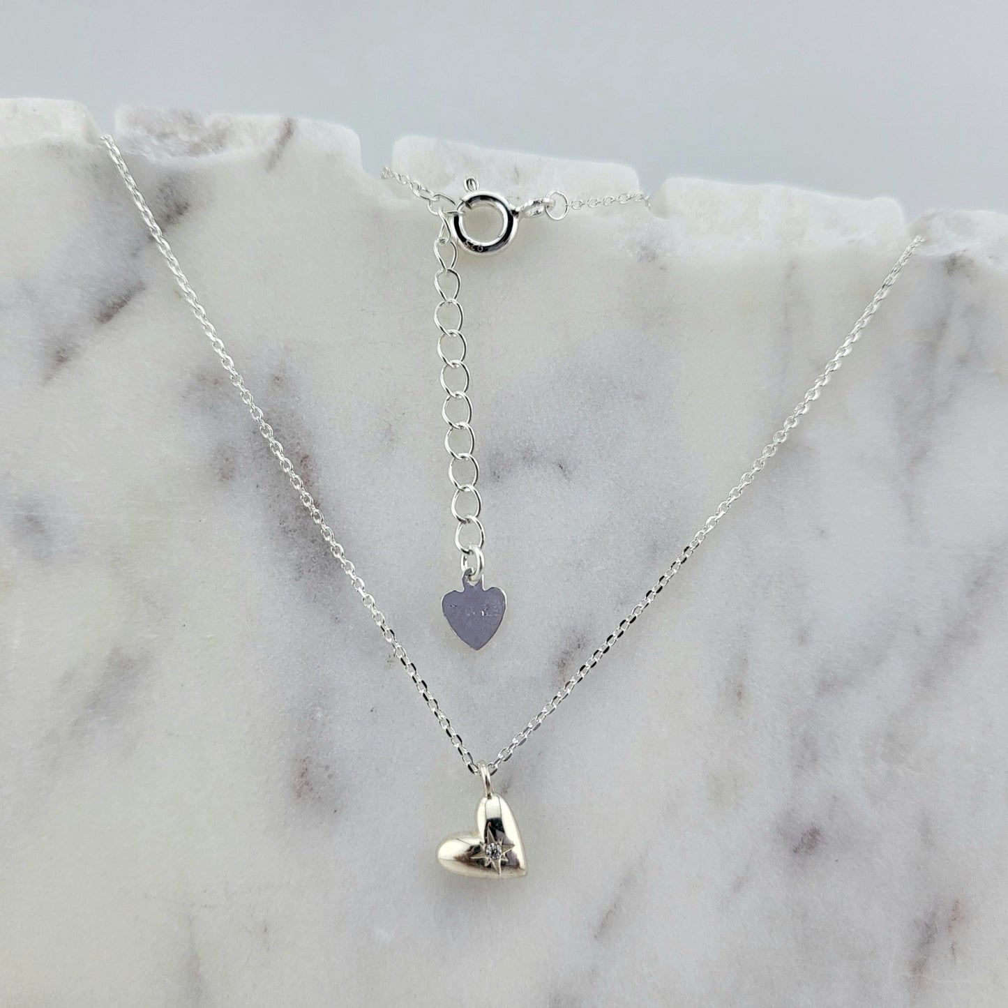 Sterling Silver North Star Heart Necklace