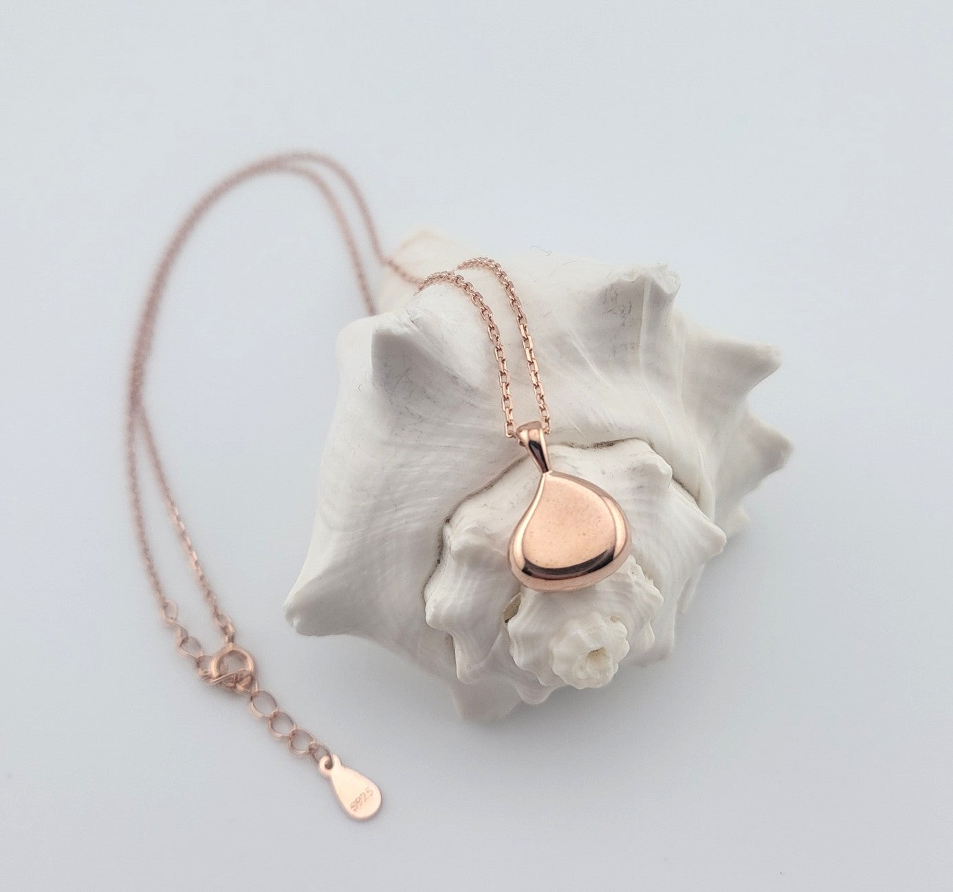 Rose Gold Plated Sterling Silver Water Drop Pendant Necklace