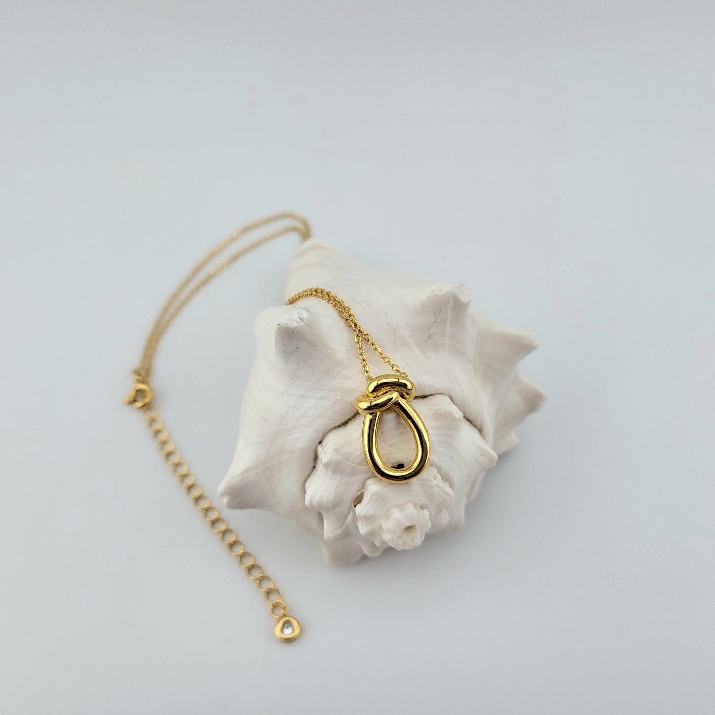 Gold Plated Sterling Silver Looped Knot Pendant Necklace