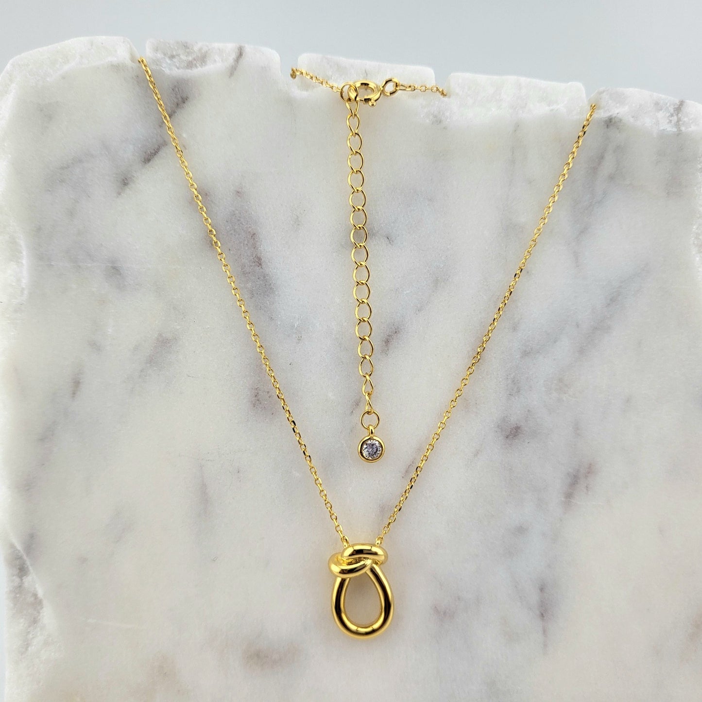 Gold Plated Sterling Silver Looped Knot Pendant Necklace