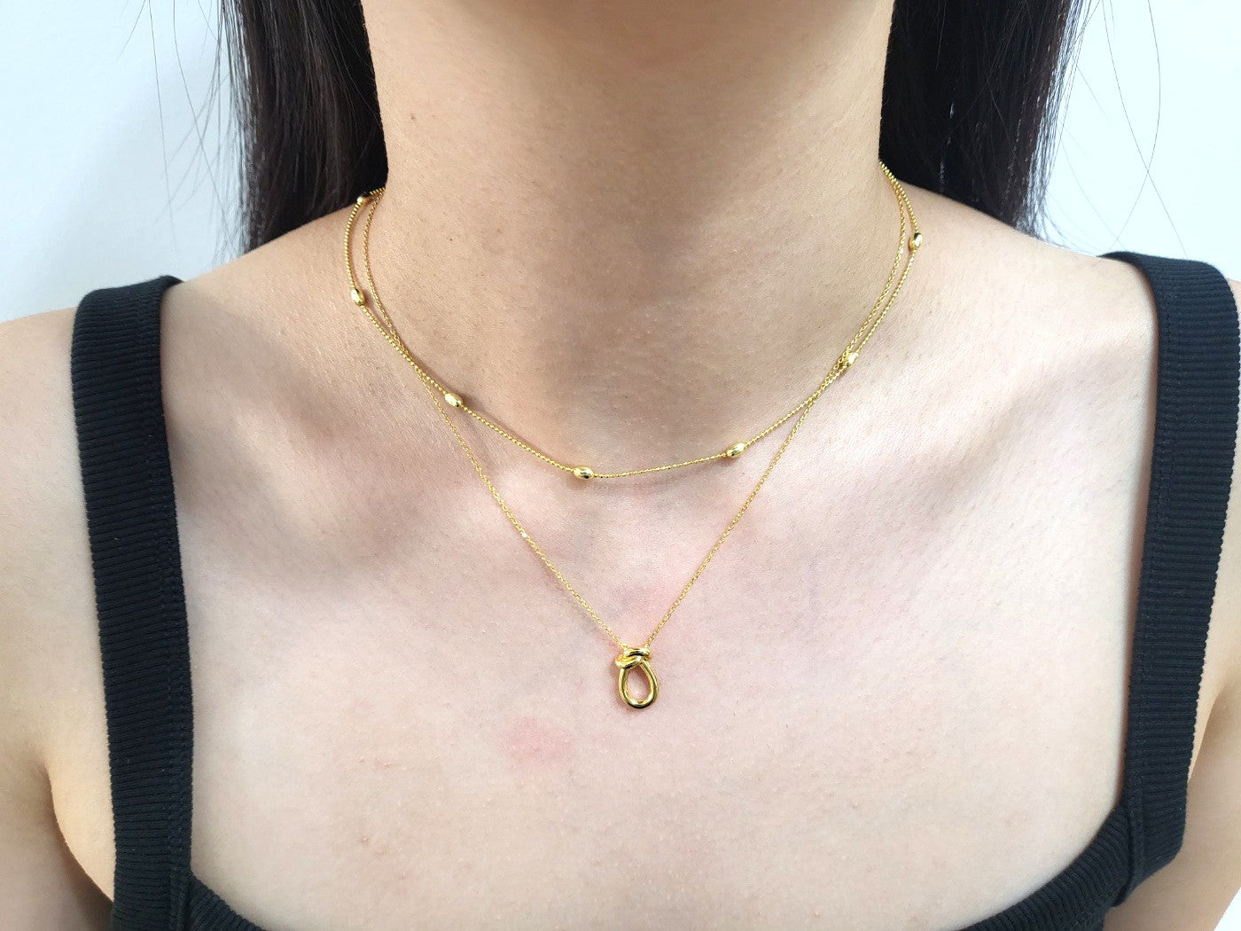 Gold Plated Sterling Silver Looped Knot Pendant Necklace