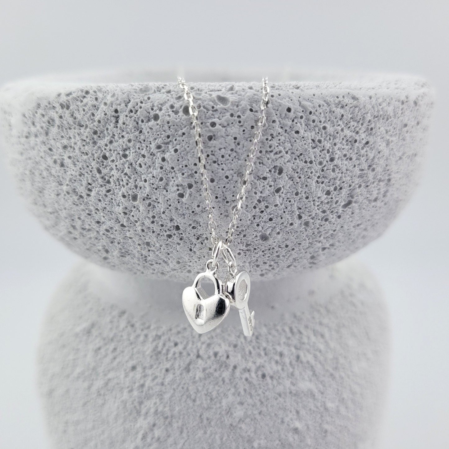 Sterling Silver Lock & Key Charm Necklace