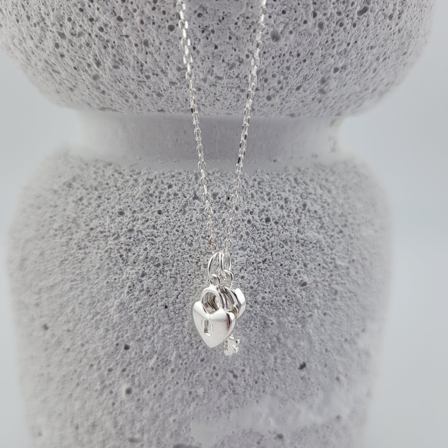 Sterling Silver Lock & Key Charm Necklace