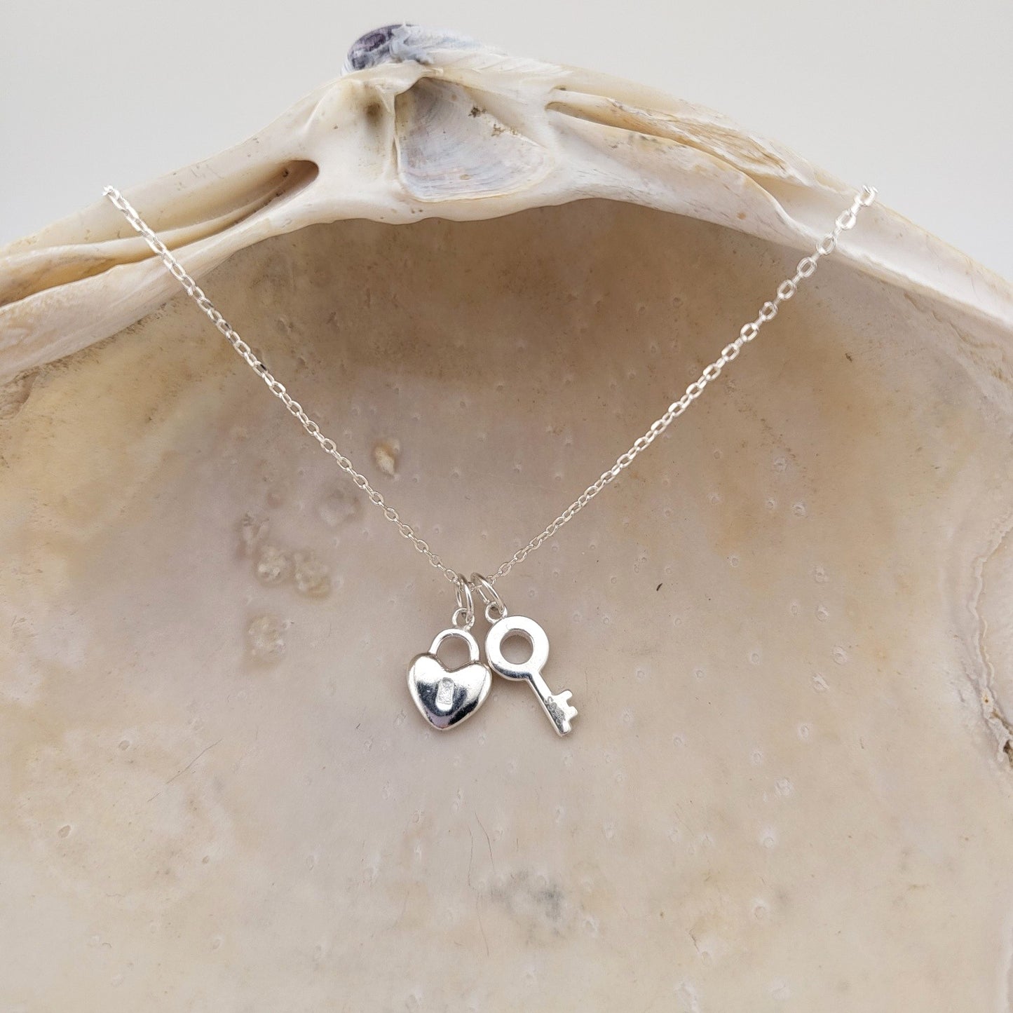Sterling Silver Lock & Key Charm Necklace