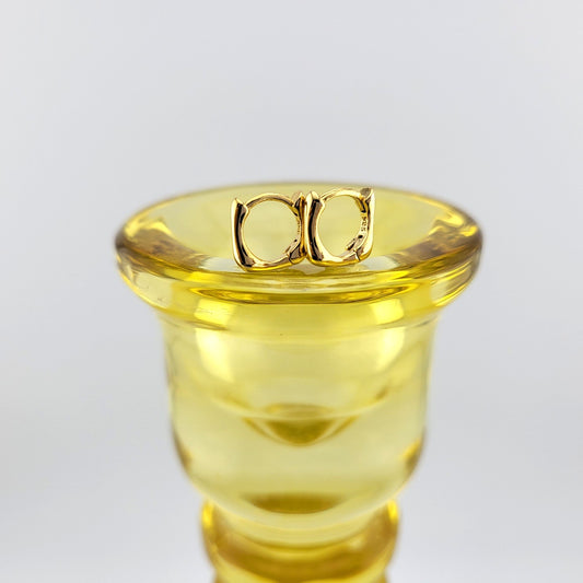 Gold Plated Sterling Silver Organic Square Huggies