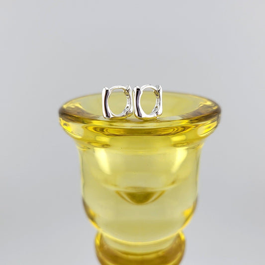 Sterling Silver Organic Square Huggies