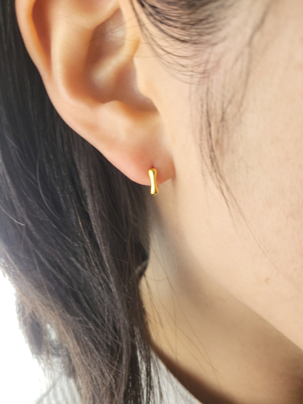 Sterling Silver Organic Square Huggies