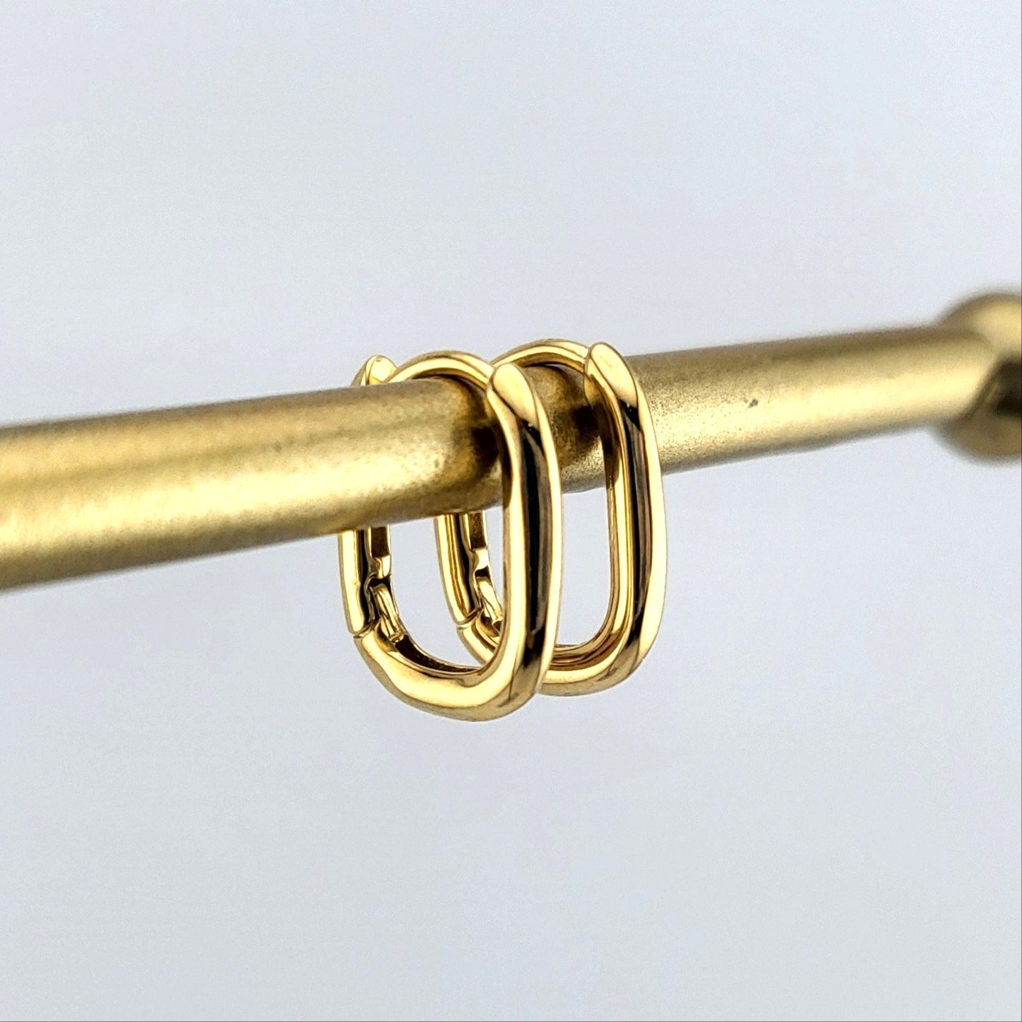 Gold Plated Sterling Silver Fluid Square Huggies