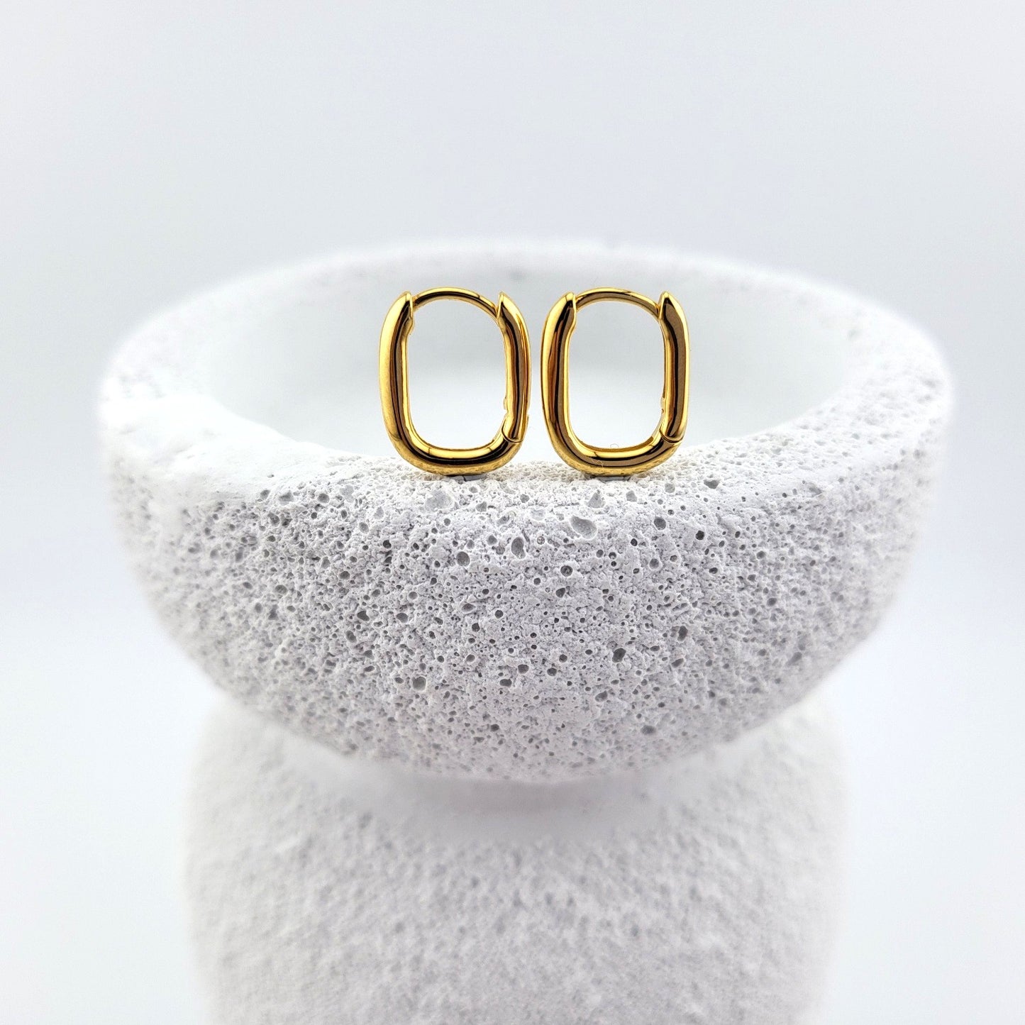 Gold Plated Sterling Silver Fluid Square Huggies