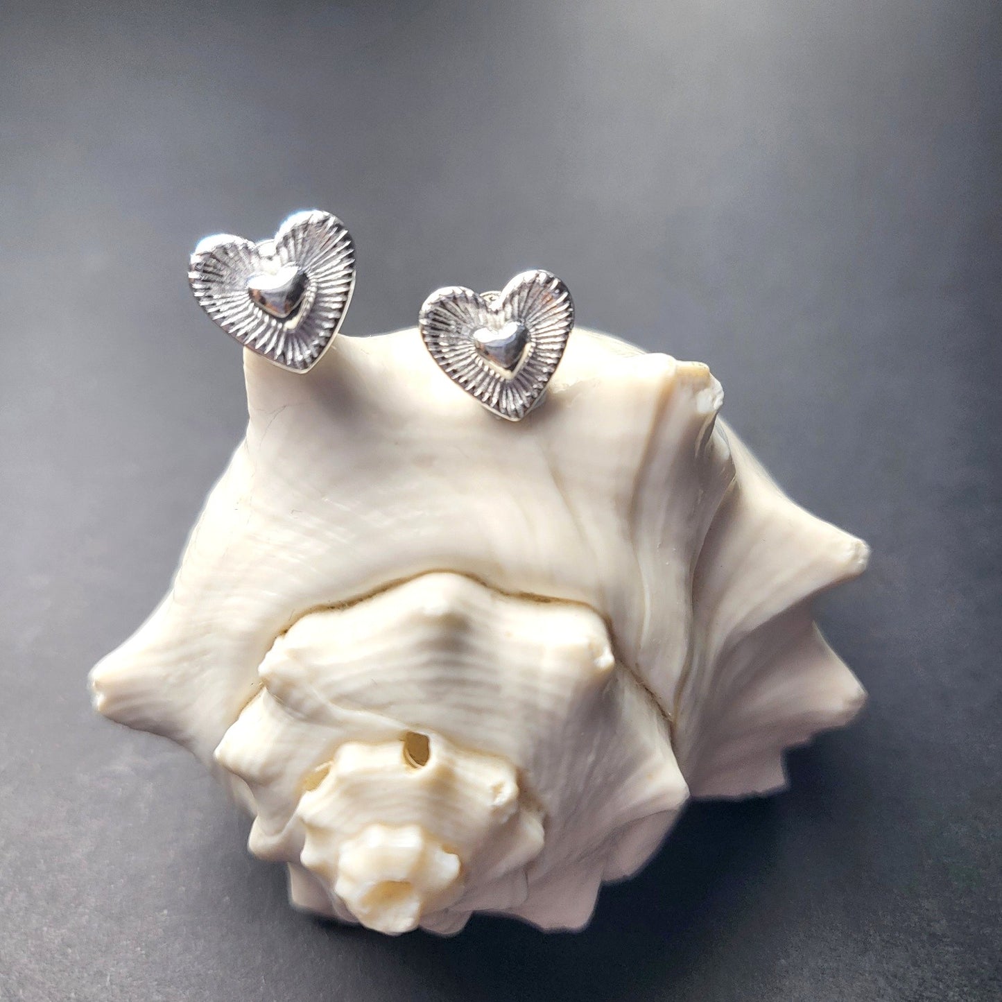 Sterling Silver Double Heart Stud Earrings