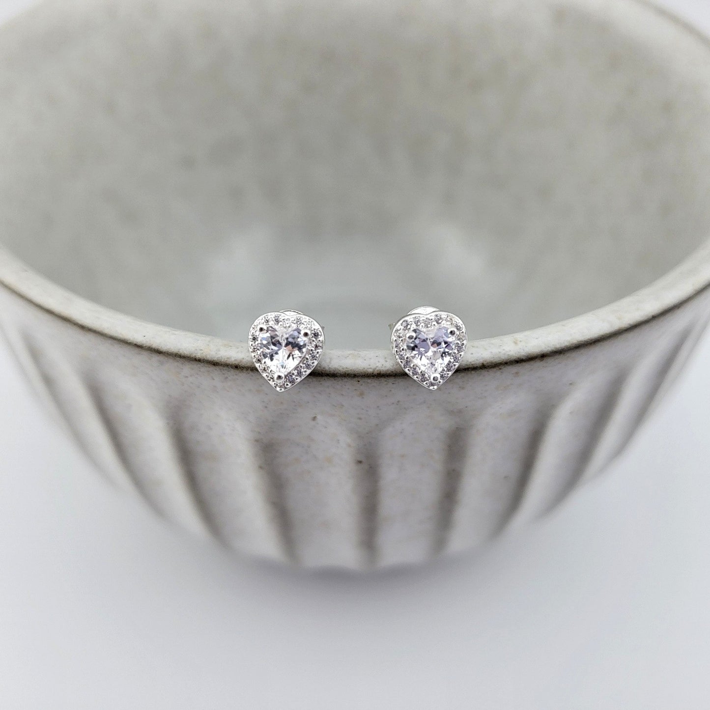 Sterling Silver Sparkle Heart Stud