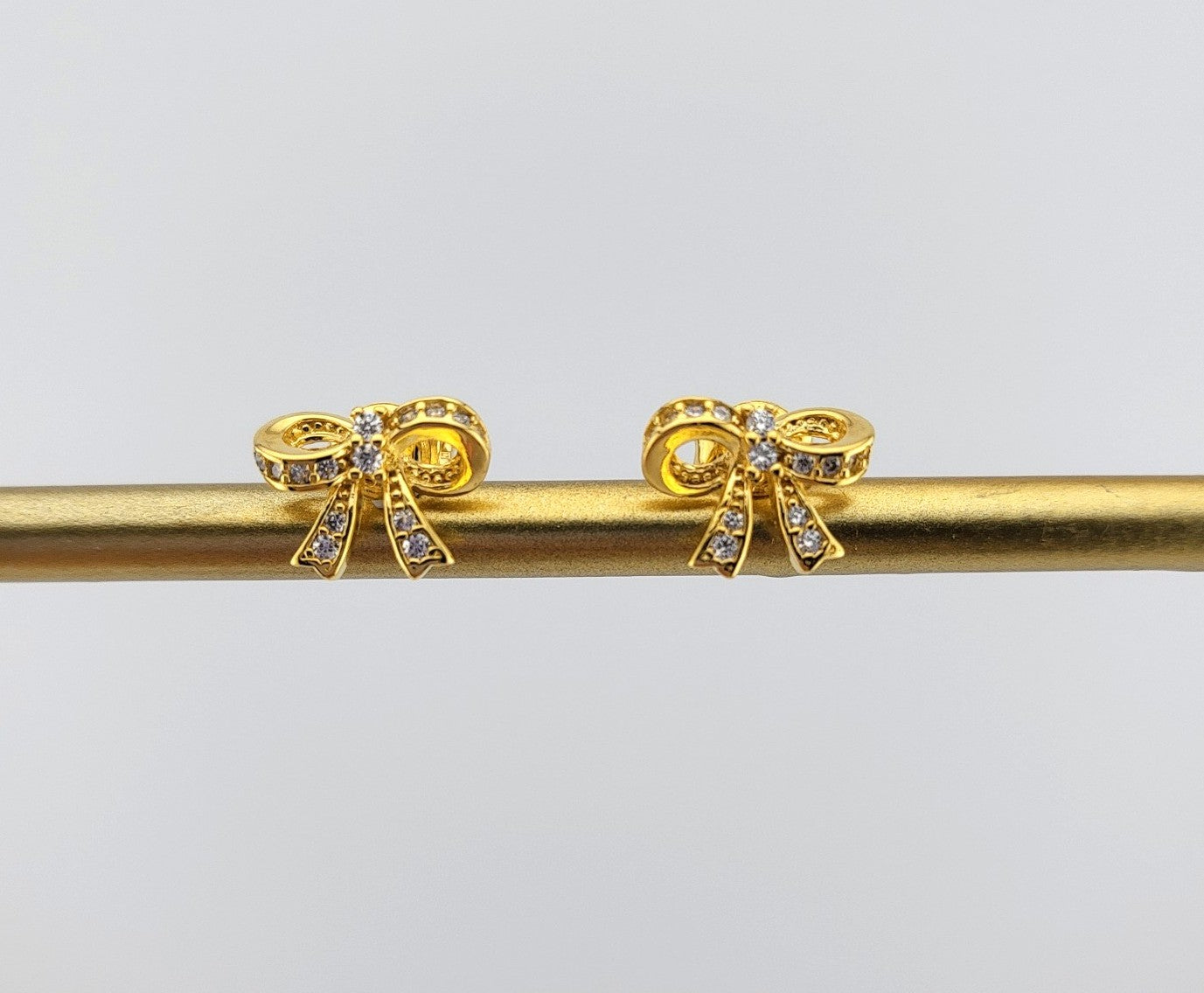 Gold Plated Sterling Silver Gilded Bow Stud Earrings