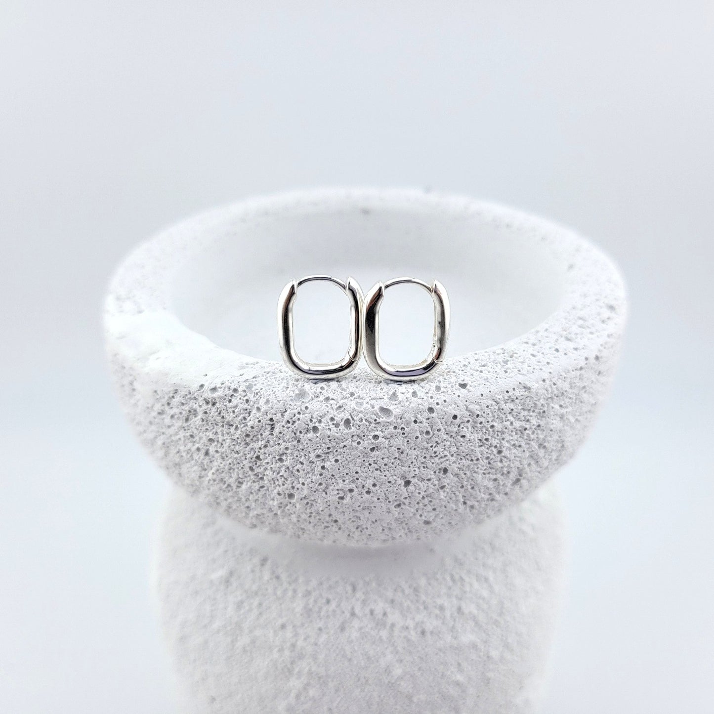 Sterling Silver Fluid Square Huggies