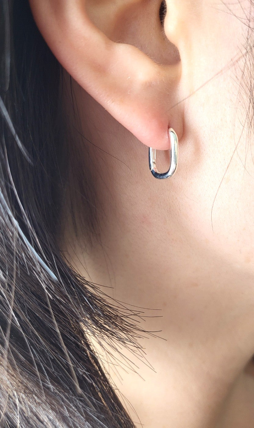 Sterling Silver Fluid Square Huggies