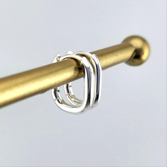Sterling Silver Fluid Square Huggies