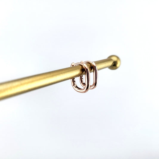 Rose Gold Plated Sterling Silver Fluid Square Huggies