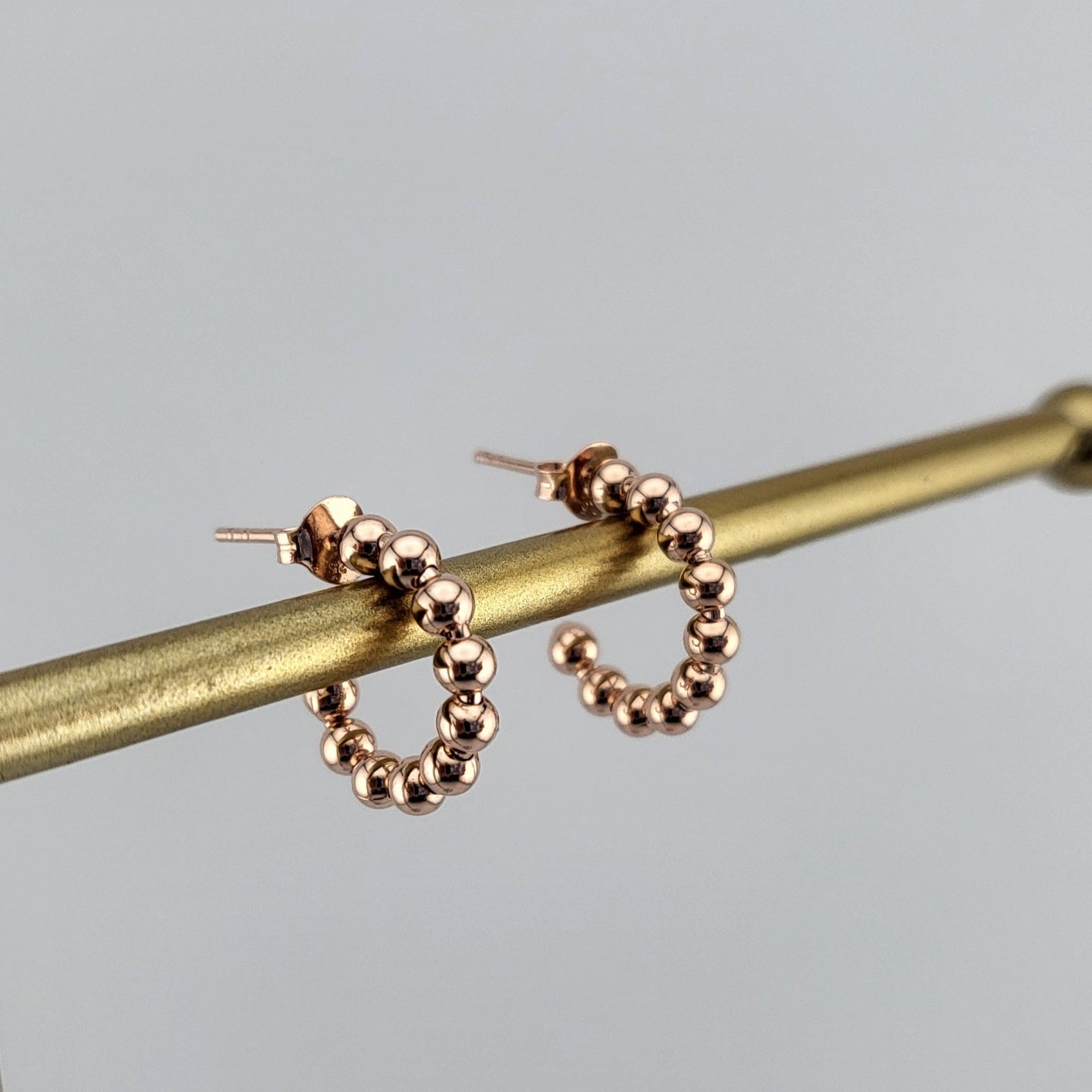 Rose Gold Plated Sterling Silver Bubble Gleam Huggies