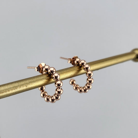 Rose Gold Plated Sterling Silver Bubble Gleam Huggies
