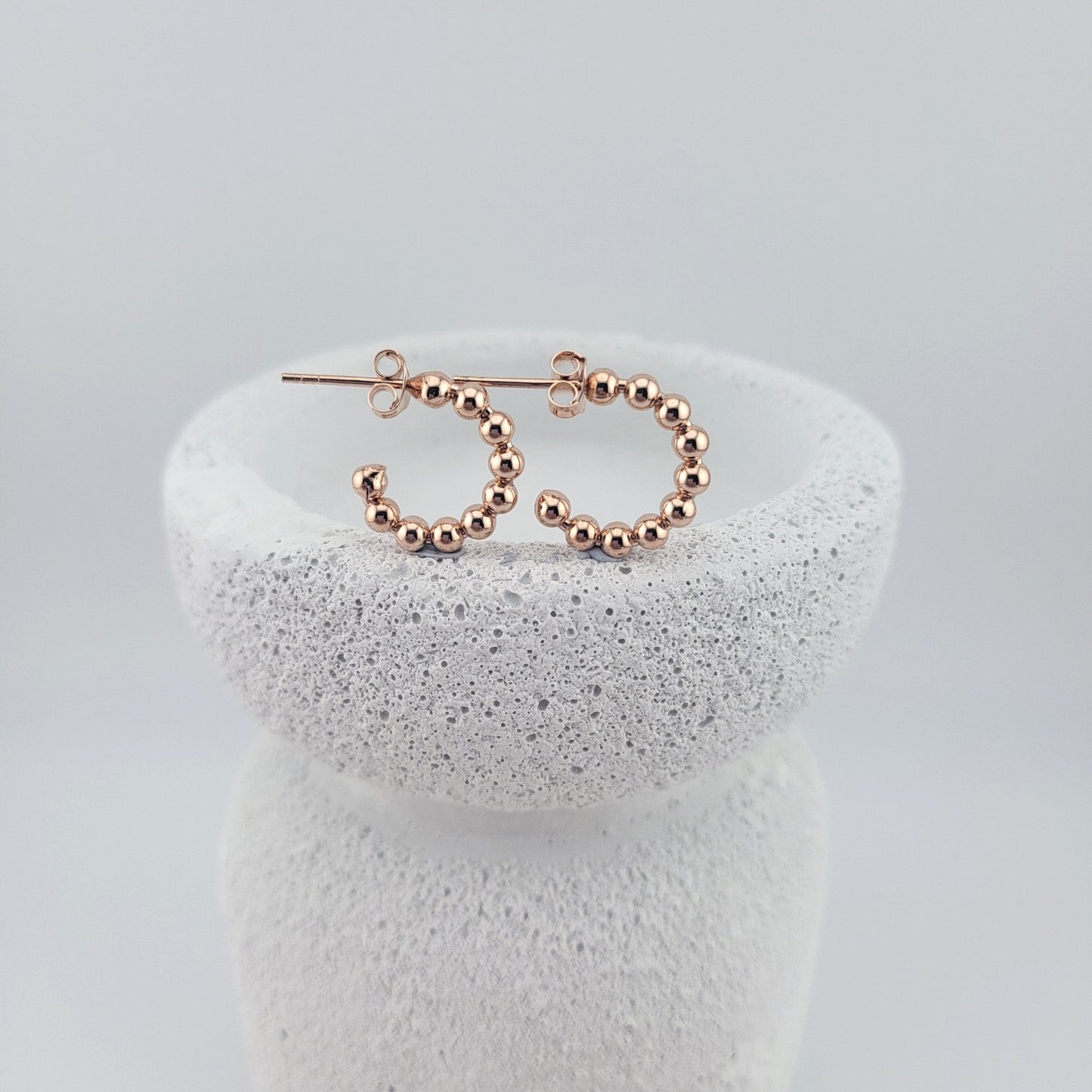 Rose Gold Plated Sterling Silver Bubble Gleam Huggies