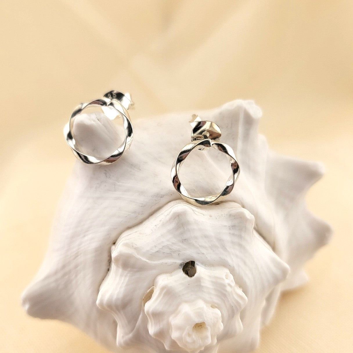 Sterling Silver Twist Circle Studs