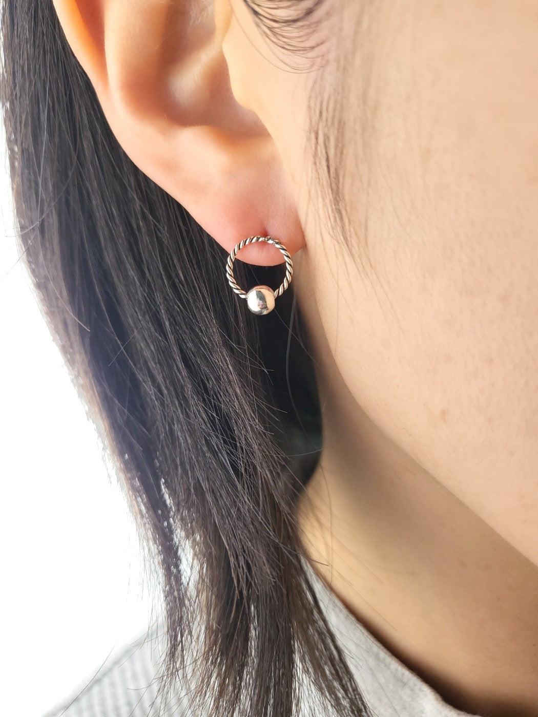 Sterling Silver Twist Orbit Studs