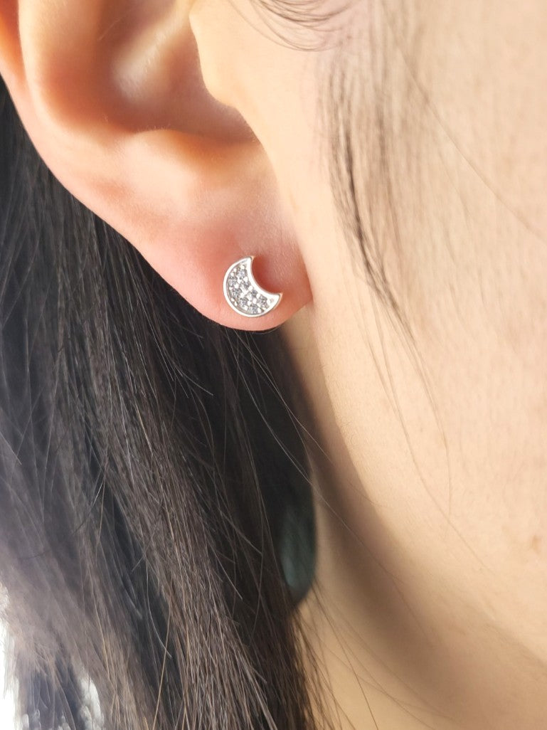 Sterling Silver Celeste Crescent Studs