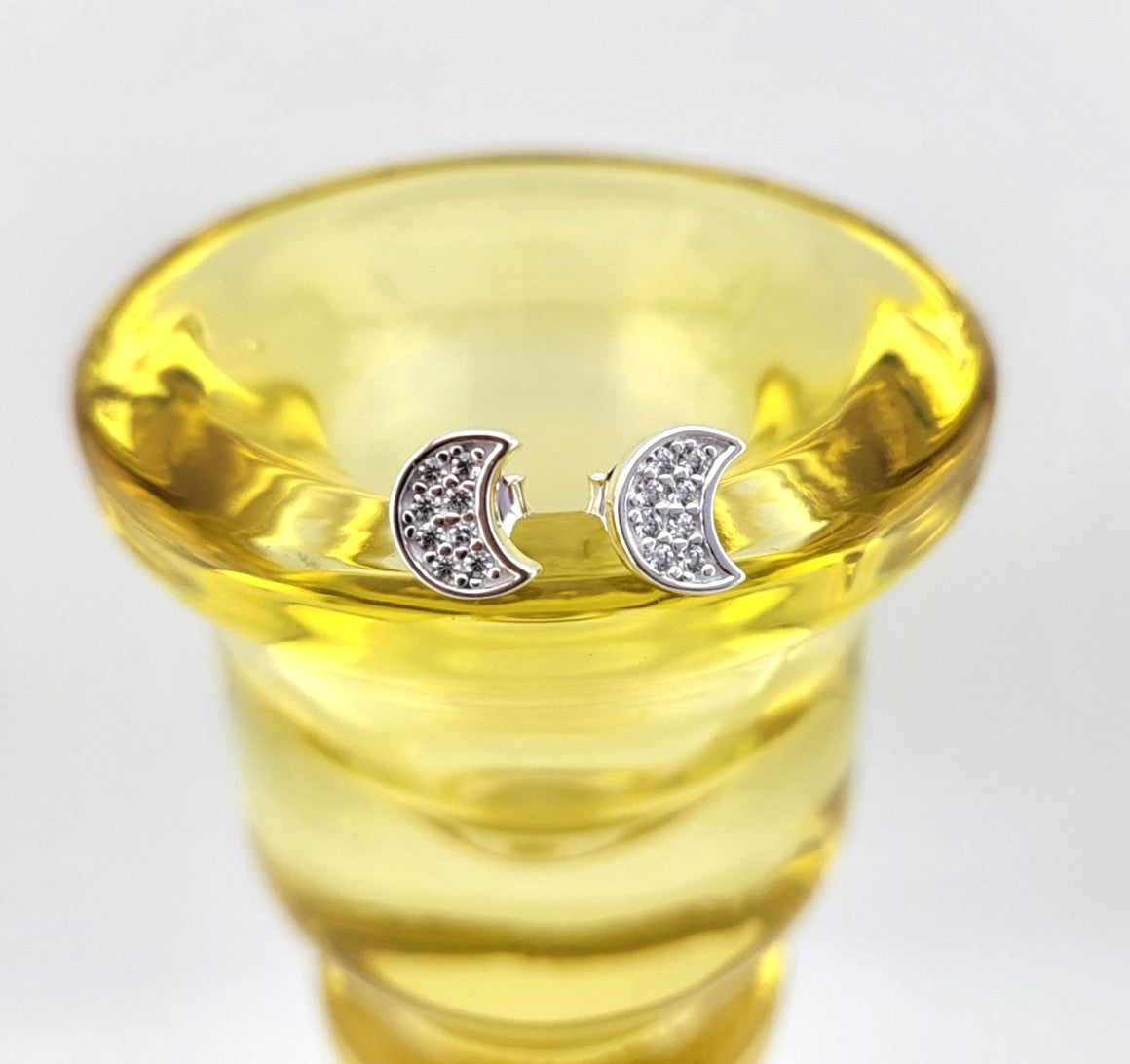 Sterling Silver Celeste Crescent Studs