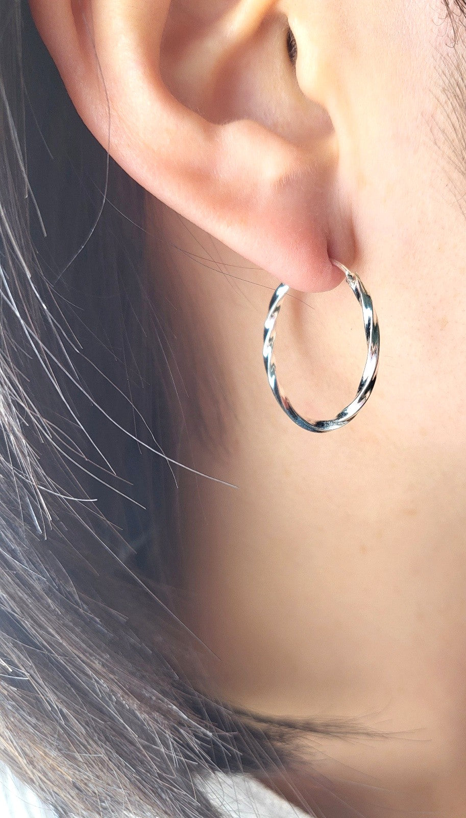 Sterling Silver Triple Twist huggies