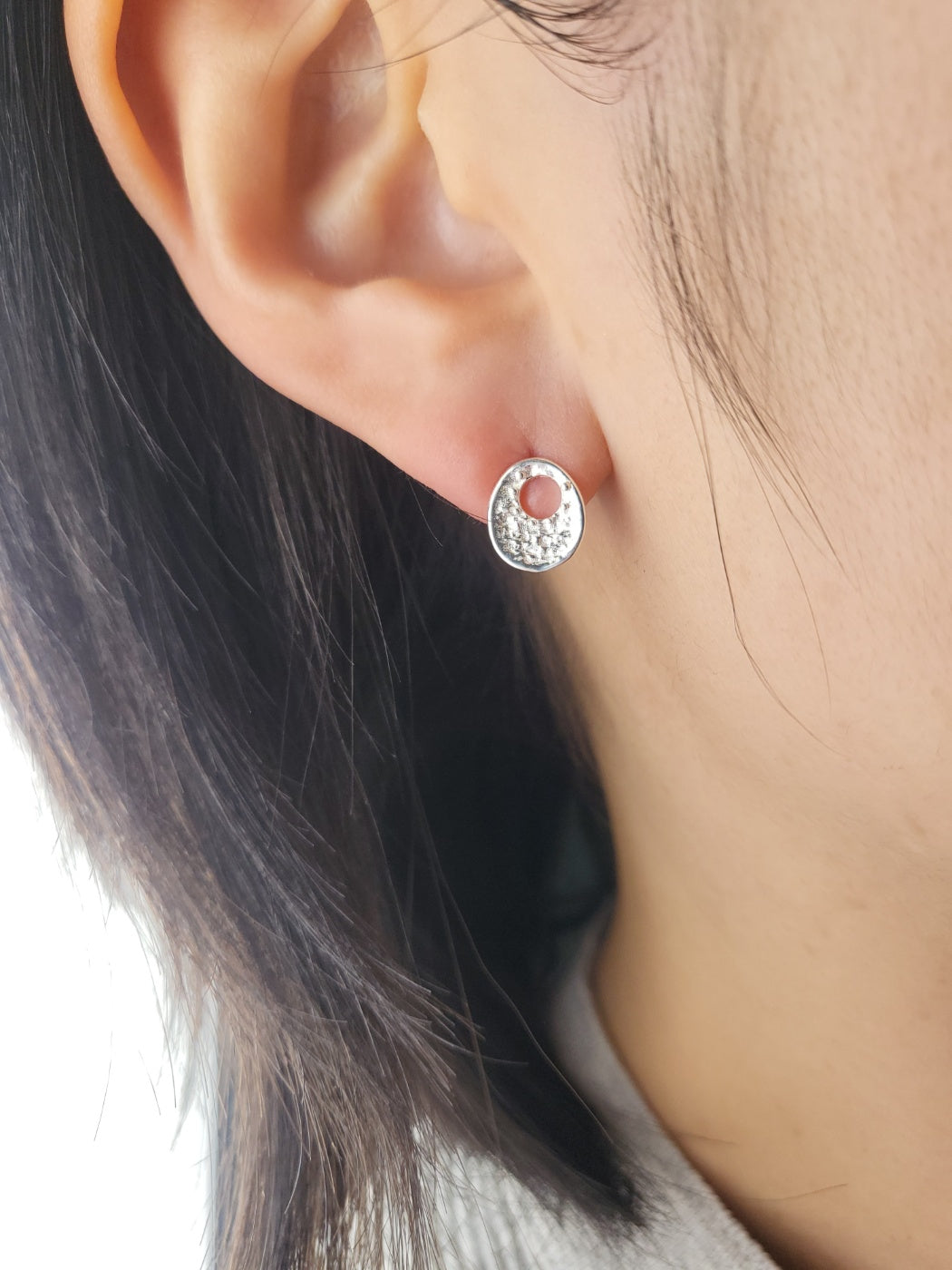 Sterling Silver Lunar Pebble Studs